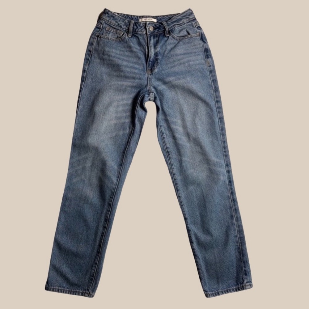 PacSun Mom Jeans High Rise Straight Leg Distressed Medium Wash Denim Pants SZ 24